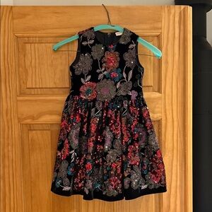Marlo Formal Kids Dress - Black with Vibrant Floral Design